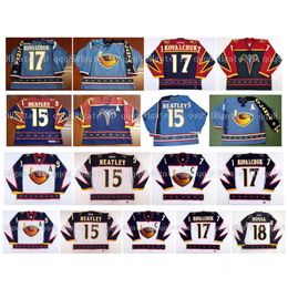 SL Vintage Atlanta Thrashers Jerseys 17 Ilya Kovalchuk 15 Dany Heatley 18 Marian Hossa Blue Red White Hockey