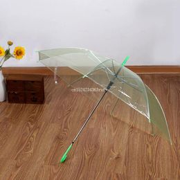 Umbrellas 100pcs Transparent Women Umbrella Long Handle Girls Sunny Rainy Semi-automatic Portable Size Rain Gear