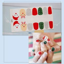 Nail Stickers Christmas 3D Sticker Foil For Nails Art Decoration Cartoon Santa Snowman Designs DIY Decals Manicure Supplies Tool