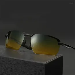 Sunglasses Half Frame Polarization Men's Pochromism Cycling Sun Glasses Men Driving Day Night Eyewear UV400