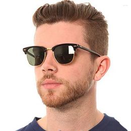 Sunglasses Classic Semi-Rimless Polarised 2023 Men's Women Square Sun Glasses Men Oculos De Metal Frame Sunshade