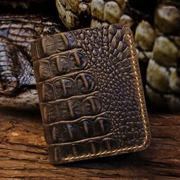 Wallets Handmade Genuine Leather Men's Wallet Women's Designer Pattern Short Luxury Male's Purse With Card Slots Money