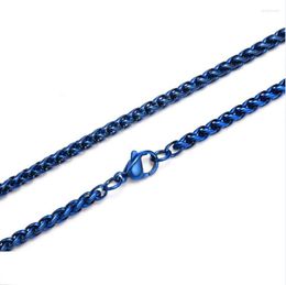 Chains 5pcs Lot Blue Necklace Stainless Steel Wheat Chain Choker Link Necklaces For Women Mens Fashion Gifts Jewellery 3mm 24inch