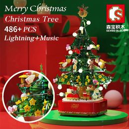 Blocks Sembo Christmas Tree Reindeer House Model Sets Building Bricks Toy Father City Winter Brickheadz Santa Claus Elk Year 231114