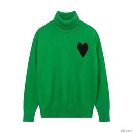 Amiparis Sweater High Collar AM I Paris Jumper Winter Thick Turtleneck Coeur Embroidered A-word Heart Love Knit Sweat Women Men Amisweater AMIs T3GA