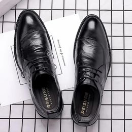 Dress Shoes Fashion Business Mens Leather Breathable Soft Bottom Wedding Men's Single Padded Velvet Casual Working