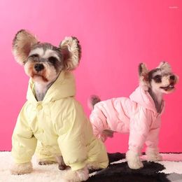 Dog Apparel Winter Solid Colour Thickened Pet Hooded Four-Legged Coat Warm Jumpsuit Down Jacket Schnauzer Bichon Small Clothes
