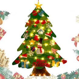 Christmas Decorations Christmas Tree Wall Hanging Felt Christmas Tree With LED String Light Christmas Felt Tree For Kids Toddlers With 21pcs 231113