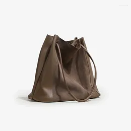 Evening Bags Designer Suede Genuine Leather Handbags Fashion Women Bucket Tote Large Capacity Shoulder Shopper Big Shopping Bag