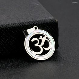 Pendant Necklaces Titanium Steel Om Silver Colour Hollow Sacred Sanskrit Mantra Charms Buddhism Amulet Necklace Woman Female Collar Jewellery