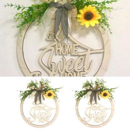 Decorative Flowers Wooden Sign With Light Hollow Simulation Flower Doorsign Wall Pendant Ornaments Handicrafts Home Decor For Farmhouse