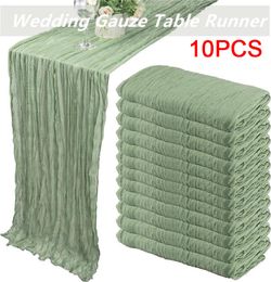 Table Runner 10pcs set Cheese Cloth Gauze Rustic Wedding Decor 90 300CM Boho Reception Christmas s 230414