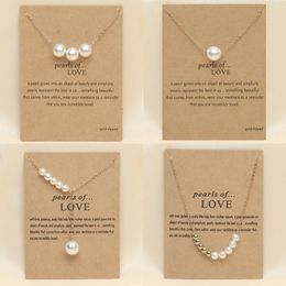 Fashion 18K Gold Silver Plated White Imitation Pearl Pendent Necklace for Women Ladies Romantic Lovers Elegant Jewelry Gift with Wish Card Factory Wholesale Price