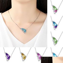 Pendant Necklaces Colorf Crystal Butterfly Necklace Dancing For Women Girls Gift Korean Styles Drop Delivery Jewellery Pendants Dhgarden Dhpyh