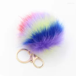 Keychains Color Hairball Keychain Pendant Creative Car Plush 8cm Imitation Hair