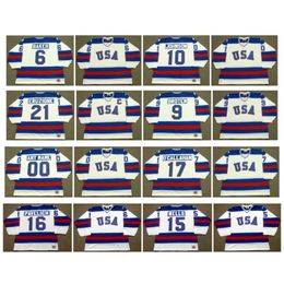 SJ JOHNSON 1980 Team USA K1 Hockey Jersey BILL BAKER MIKE ERUZIONE NEAL BROTEN JACK O'CALLAHAN JIM CRAIG PAVELICH MARK WELLS White