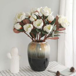 Decorative Flowers Artificial With Touch Of Magnolia Chinese Zen Style Flower Arrangement Colorful Leaves