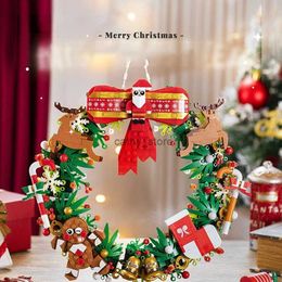 Vehicle Toys Diy Christmas Wreath Building Kit For 6+ Kids City Christmas Tree Decoration Moc Building Blocks Set Toys For Children PresentL231114