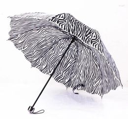 Umbrellas 3 Fold Sun Rain Zebra Leopard Design Sunny And Rainy Umbrella For Women Girls W9329