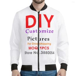 Men's Jackets 3D Custom Logo Luxury Floral Men's Daily Jacket Long Clothing Casual Male Zipper Trench Coats Drop