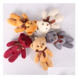 Stuffed Plush Animals Qixi Festival Valentines Day Pendant Siamese Teddy Bear Bow Tie Bag Accessories Small Gift Doll Keychain Dro Dhomq