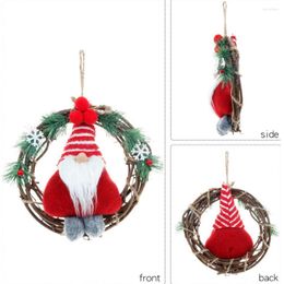 Decorative Flowers Faceless Gnome Vine Circle Modern Round Doll Christmas Pendant Home Decoration