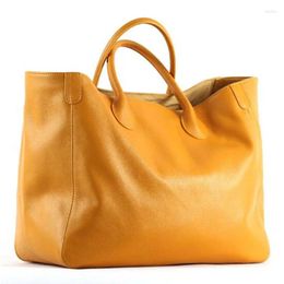 Evening Bags Women Big Tote Bag Natural Leather Top Cow Hide Handbag Luxury Lady Yellow Bucket Daily 2023