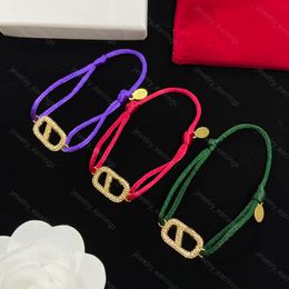 Luxurys Charm Bracelets Designers Rope Bracelet for Women Mens Pendant V Bangle Trend Fashion Studded Diamonds Love Bracelets Purple Pink Boutique Jewellery Box