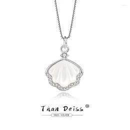 Chains Summer Elegant Personality White Shell Zircon Pendant 925 Silver Gorgeous Necklace Women Fine Accessories Jewellery GIFT