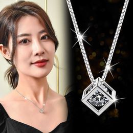 Necklaces Strands Strings Fashion Necklace female 925 silver collarbone chain magic cube Zircon Pendant temperament personality Korean item jewelry