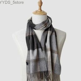 Scarves Tartan Plaid 100% Wool Scarf For Men Winter Warm Cashmere Neck Scarf With Tassel Classical Business Man Scarf Bufandas 2023 YQ231114