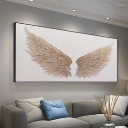 Paintings Original Hand Painted Large Pink Angel Wing Oil Painting Modern Abstract Minimalist Texture For Bedroom Wall Art Decor