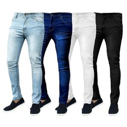 Fashion Skinny Stretch Men's Jeans Thin Fit Sexy Denim Pants Classic Washing Solid Smart Jeans for Men