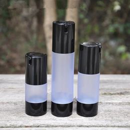 15ml 30ml black frosted Bottle airless vacuum pump lotion bottle with pump frost 50ml plastic Refillable Bottles