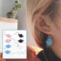 Dangle Earrings Cute Mask Design Sense Korean Version Cool Pendant Ear Hook Funny Blue Female