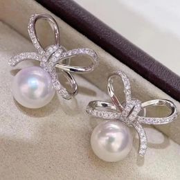 Stud Earrings D821 Pearl Fine Jewellery 925 Sterling Silver Round 7-8mm Fresh Water White Pearls For Women Presents