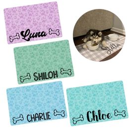 kennels pens Dog Cat Placemat Personalised Pet Bowl Mat Waterproof Pet Food Pad Bowl Drinking Feeding Mat Custom Name PU Leather Pet Placemat 231115