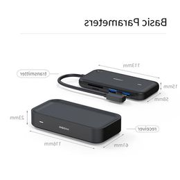 Hagibis Wireless Display Transmitter with USB-C Hub Ultra Low Latency Business HD-MI Dongle Smart Cast 4K Kgxwj