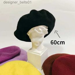 Berets Big Size Wool Beret Women Men Large 60cm Size Berets Warm Unisex French Style Winter Hat Female Painter CapL231115