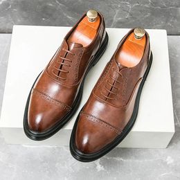 Dress Shoes Men's Genuine Leather Pointed Groom's Wedding Interview Business Free Delivery