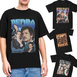 Men's T-Shirts Pedro Pascal Shirt Merch Men Women Pure Cotton Graphic O Neck Vintage 90's Bootleg Style Tee Shirt Short Sleeve Tops Adult 230414