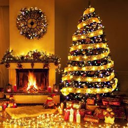 Christmas Decorations 2M 20Lights Led Tree Decorative Lamp Satin Light ribbon Flash String Supplies 231115