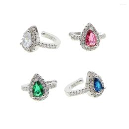 Backs Earrings Waterdrop Cubic Zirconia Birthstone Cz No Piercing Clip On Earring Ear Cuff 1 Piece