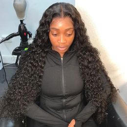 Synthetic s Deep Wave 13x6 Lace Frontal Curly Human Hair For Black Women Brazilian 250 Density 13x4 Hd Water Front 231115