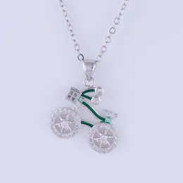 Pendant Necklaces Jewelry Cute Zircon Enamel Bike Charms Pendants Handmade Copper Micro Pave Chain Friends Gifts