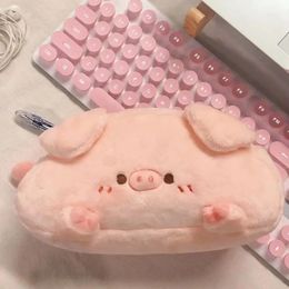 Pencil Bags Pink Pig Plush Pencil Bag Stationery Bag Senior Cute Student Pencil Bag Storage Bag Cosmetic Box School Supplies Back To School 231115