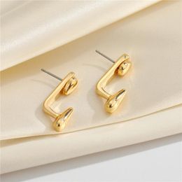 Stud Earrings 1 Pair Shiny Punk Water Drop For Women's Gift Vintage Removable Metal Geometric Pierced Earring Jewellery E800