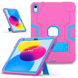 Plast Silicone Kickstand Tablet Cases Väskor för iPad 10: e Gen 10 Generation 10.9 2022 10,9-tums Air Mini 6 5 Tunga stötbeständiga skal