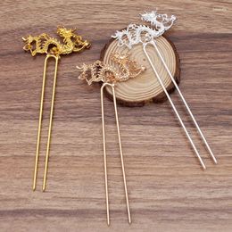 Hair Clips 5pcs/lot Dragon Shape 3 Color Copper Hairpin Chinese Sticks Bridal Fork Accessories For Women