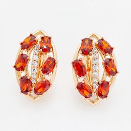 Dangle Earrings Fashion Red Natural Zircon Women 585 Rose Gold Wedding Luxury Quality Jewellery Unique Colourful Drop